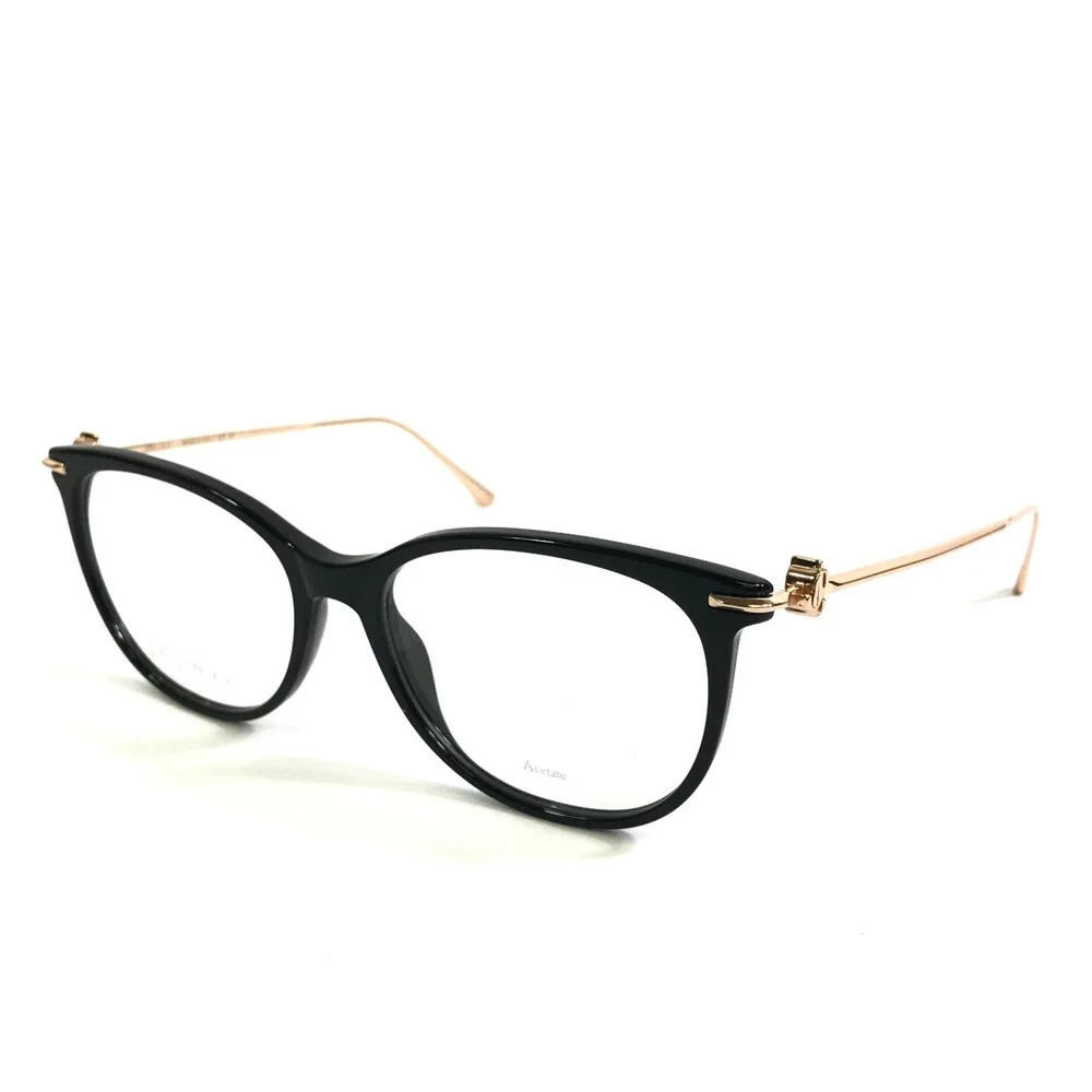 Jimmy Choo Eyeglasses Frames JC283 807 Shiny Black Rose Gold Cat Eye 54-17-140